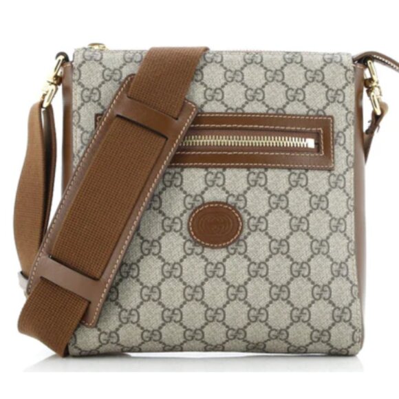 Gucci Interlocking GG Patch Zip Messenger Crossbody Bag Unisex - Picture 3 of 13